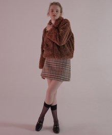 wool check skirt_grey