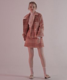 wool check skirt_pink