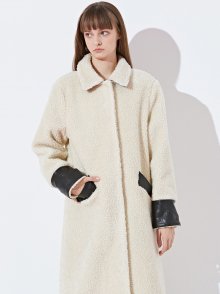 FAKE LEATHER COLORATION FUR COAT_OFFWHITE