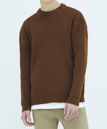 [Lambs Wool] Vertical Heavy Knit (Brown)