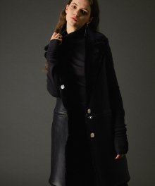4way real merino wool vest coat black