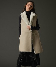 4way real merino wool vest coat ivory