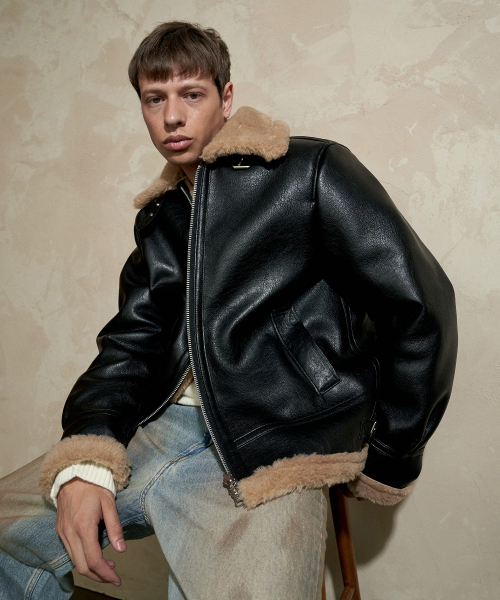 스페로네(sperone) [리뉴얼] 프리미엄 스탠다드 B3 무스탕 자켓 맨 (블랙)