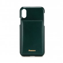 LEATHER iPHONE XS POCKET CASE - MOSS GREEN