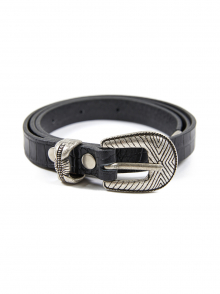Patterned Leather Belt in Black_VX0ST0800