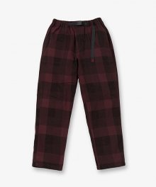 NEL CHECK LOOSE TAPERED PANTS DARK WINE