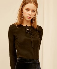 818 lace-up slim knit (black)