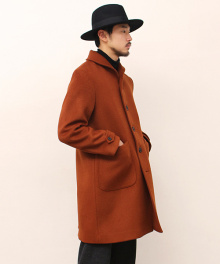 Shawl Collar Coat -Reddish Brown-