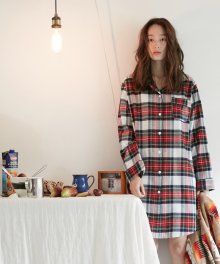 [여성] 로얄 타탄체크 긴팔 롱셔츠