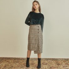 R BUTTON WRAP SKIRT_GY