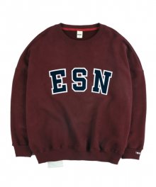 [양기모] ESN 패치 오버핏 스웨트셔츠 와인