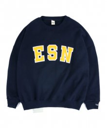 [양기모] ESN 패치 오버핏 스웨트셔츠 네이비