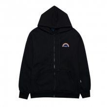 BASIC RAINBOW SYMBOL ZIP-UP HOODIE / BK