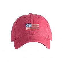 Adult`s Hats American Flag on Weathered Red