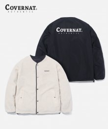 REVERSIBLE NOCOLLAR FLEECE JACKET BLACK