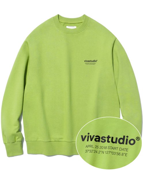 비바스튜디오(VIVASTUDIO) LOCATION LOGO CREWNECK IA [NEON YELLOW