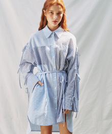 CHECK COMBINATION LACE UP SHIRT ONEPIECE_BLUE (EEON1OPR05W)