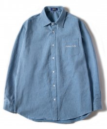 PIGMENT LUCKY 오버핏 셔츠 블루