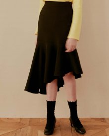 UNBALANCE FLARE SKIRT_BLACK