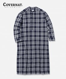 (WOMEN) TARTAN CHECK PULLOVER ONE-PIECE NAVY