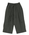 WASHED CANVAS CARGO WIDE PANTS (Charcoal)
