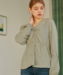 869 v-neck shirring blouse