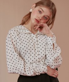 870 double collar dot blouse (ivory)