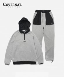 2WAY MIXED HALF ZIP UP SET UP GRAY