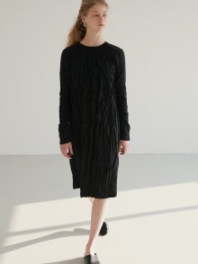 크링클 셔링 드레스 (블랙)