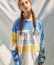 FOREVER YOUNG COLOR BLOCK T-SHIRT_BLUE (EEON1RLR02W)