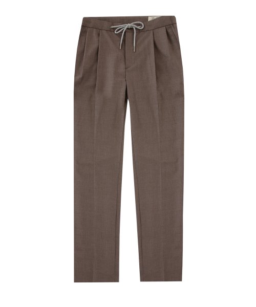 String band two tuck slacks (Light brown)