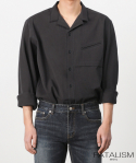 페이탈리즘(FATALISM) Ishinomaki open collar shirt (black) #jp34