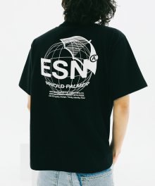 [ARNOLD PALMER X ESN] Signature Back Printing 1/2 Tee Black