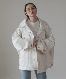 [남여공용]stitch denim jacket_white