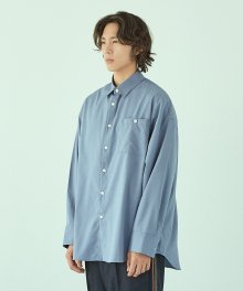 Drape Long Shirts [Blue Grey]