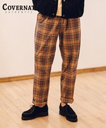 TARTAN CHECK EASY PANTS BROWN