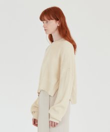 SLIT KNIT CREWNECK WOMEN [CREAM]