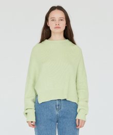 SLIT KNIT CREWNECK WOMEN [LIME]