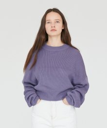 SLIT KNIT CREWNECK WOMEN [PURPLE]