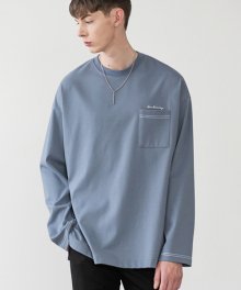 롱슬리브 오버핏 포켓 티셔츠 [SKY BLUE]