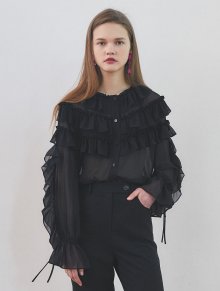 19spring cape shirring blouse black