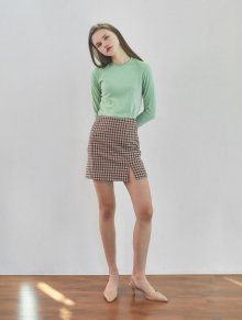 19spring front slit mini skirt pink