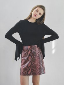 19spring leather A-line skirt pink