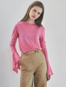 19spring long sleeve ruffle T-shirts pink