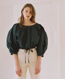 VOLUME CROPPED BLOUSE FOREST GREEN
