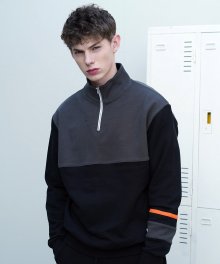 Color Block Half Zip-Up Sweatshirts(Black)
