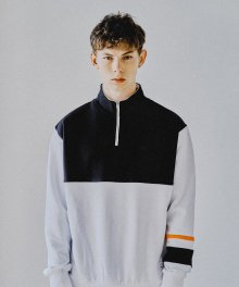 Color Block Half Zip-Up Sweatshirts(White)