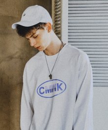 Block Logo Over-Fit L/S T-Shirts(White)