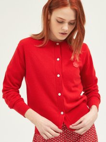 RED CASHMERE ONE POINT BADGE CARDIGAN