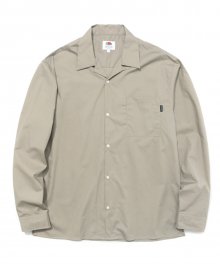 L/S OPEN COLLAR SOLID SHIRTS BEIGE